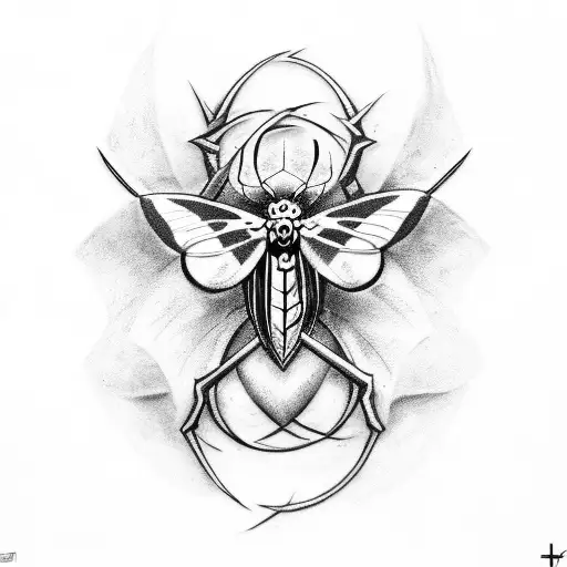 Design a tattoo featuring a heavy metal band logo with a goth twist, incorporating moths and spiders tattoo design idea