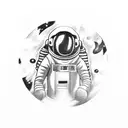 astronaut in space quasar tattoo design idea
