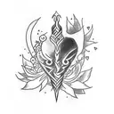 A sketch style tattoo of a dagger piercing through a bleeding heart, surrounded by delicate flower petals tattoo design idea