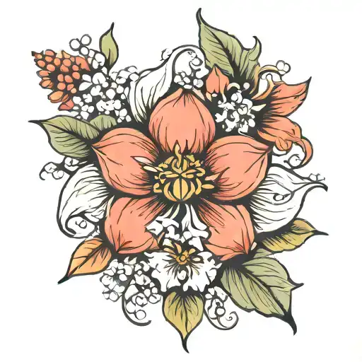 May, June, December birth flower tattoo design idea