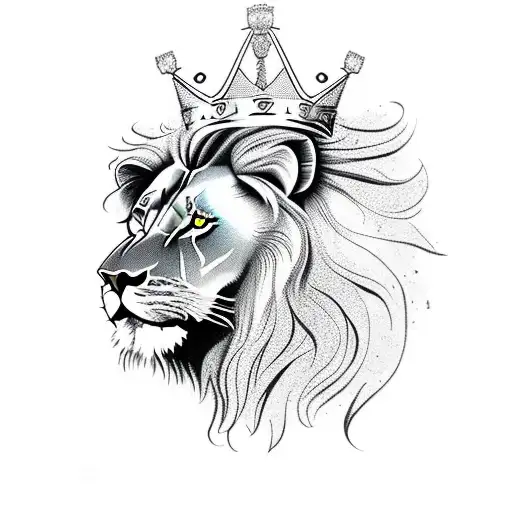 A lion wearing a crown and holding a soccer trophy tattoo design idea