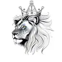 A lion wearing a crown and holding a soccer trophy tattoo design idea