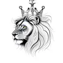 A lion wearing a crown and holding a soccer trophy tattoo design idea