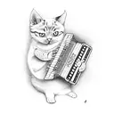 cat playing accordion tattoo design idea