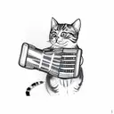 cat playing accordion tattoo design idea