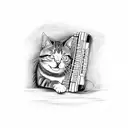 cat playing accordion tattoo design idea