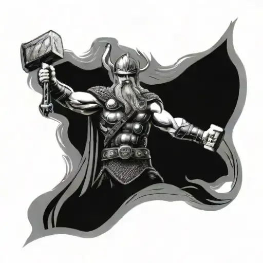 thor mjolner fight vikings tattoo design idea