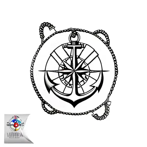 anchor rope compass tattoo design idea