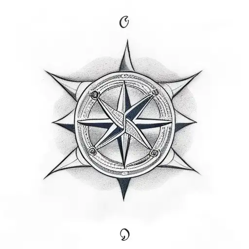 wind rose anchor tattoo design idea