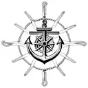 anchor rope compass tattoo design idea