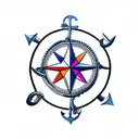 anchor rope compass tattoo design idea