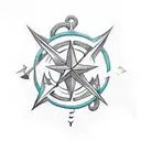 wind rose anchor tattoo design idea