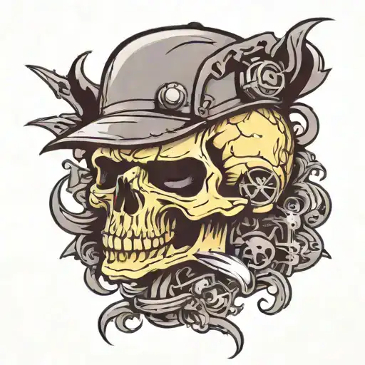 Hip hop and heavy metal skull tattoo design idea