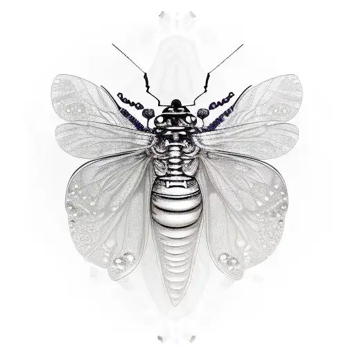 cicada with crystals tattoo design idea