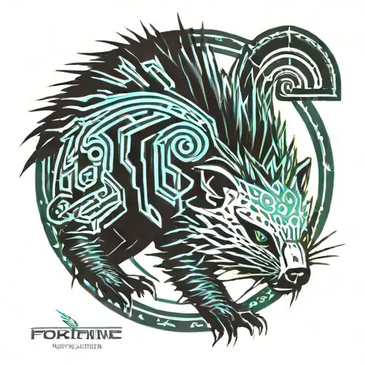 north american porcupine, dark fantasy tattoo design idea