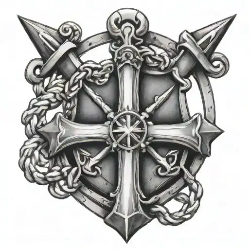 an anchor with a maltese cross inside a shield cross royalty tattoo design idea