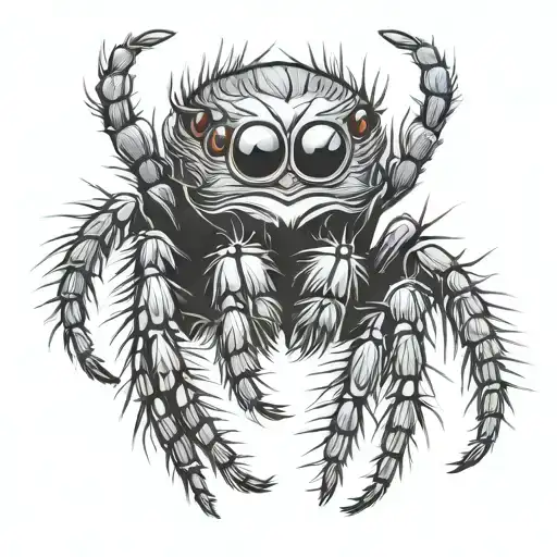 defensive jumping spider tattoo design idea