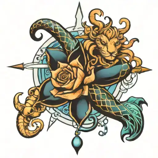 Aquarius Leo Scorpio Gemini symbol tattoo design idea