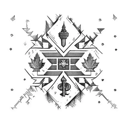 French Canadian Ukrainian symmetrical tattoo design idea