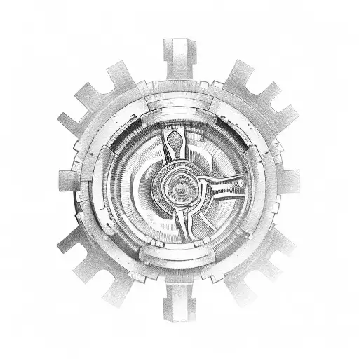 An intricate design featuring gears and tools inspired by industrial maintenance work tattoo design idea
