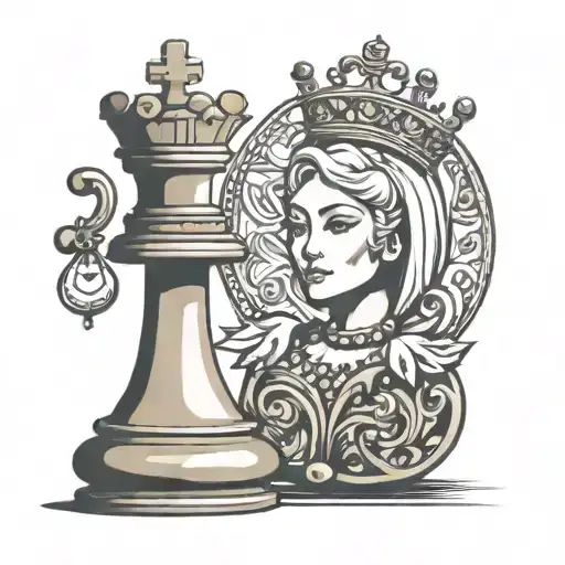 Queen Chess Piece and Pawn tattoo design idea