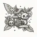 A tattoo combining elements from Binding of Isaac and Stardew Valley in a unique and cohesive design tattoo design idea
