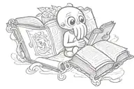 A sketch tattoo of a character from Binding of Isaac reading a book from Stardew Valley tattoo design idea