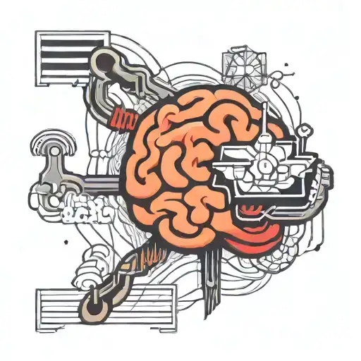 A tattoo design of a brain with marketing graphs and charts intertwined, symbolizing the intersection of neurosurgery and marketing tattoo design idea
