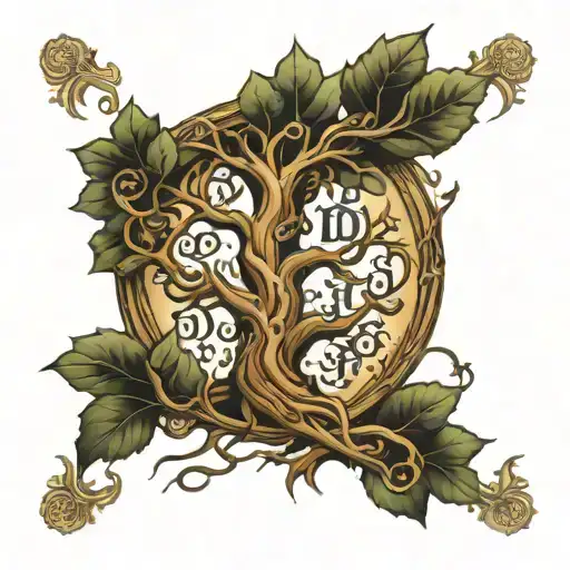 FAMILY TREE WITH THE LETTERS D, D, and J Scott Campbell female tattoo design idea