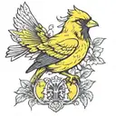 canary with fenerbahçe and basic just canary full yellow  tattoo design idea