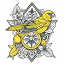 canary with fenerbahçe and basic just canary full yellow  tattoo design idea