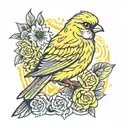 canary with fenerbahçe and basic just canary full yellow  tattoo design idea