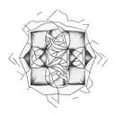 square with triangle inside and hexagon tattoo design idea