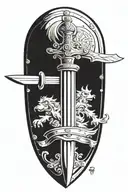 roman shield and sword tattoo design idea
