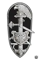 roman shield and sword tattoo design idea