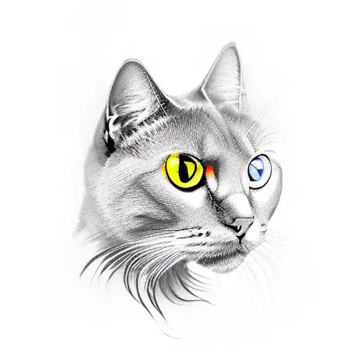 a black cat with yellow eye tattoo design idea
