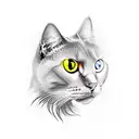 a black cat with yellow eye tattoo design idea