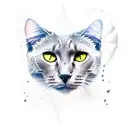 a black cat with yellow eye tattoo design idea