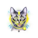 a black cat with yellow eye tattoo design idea