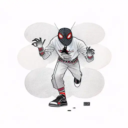 Miles Morales Wearing Jordan 1 and holding a Boombox tattoo design idea