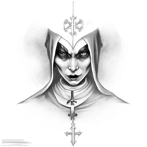 evil nun tattoo design idea