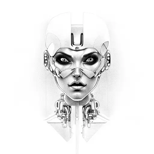 cyborg woman sexy tattoo design idea