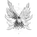 A majestic eagle soaring over a mountain range tattoo design idea