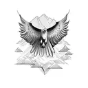 A majestic eagle soaring over a mountain range tattoo design idea
