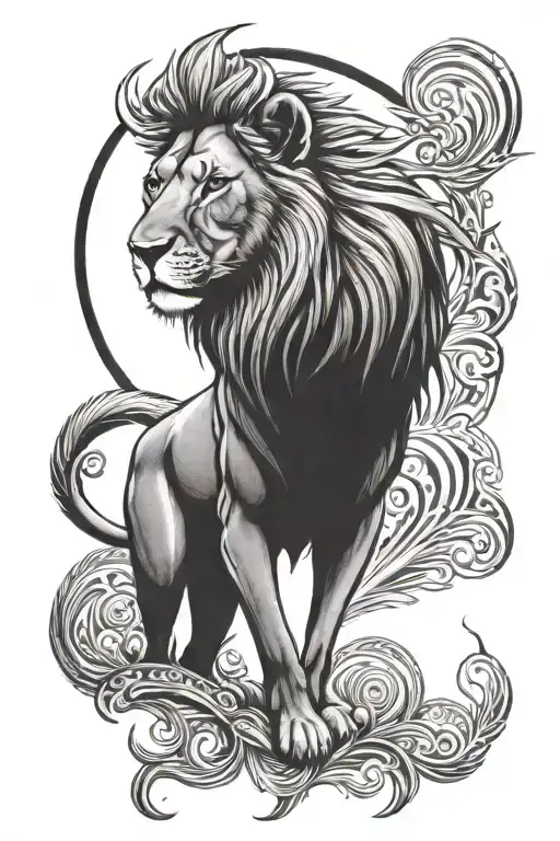 lion gazelle sun rising tattoo design idea
