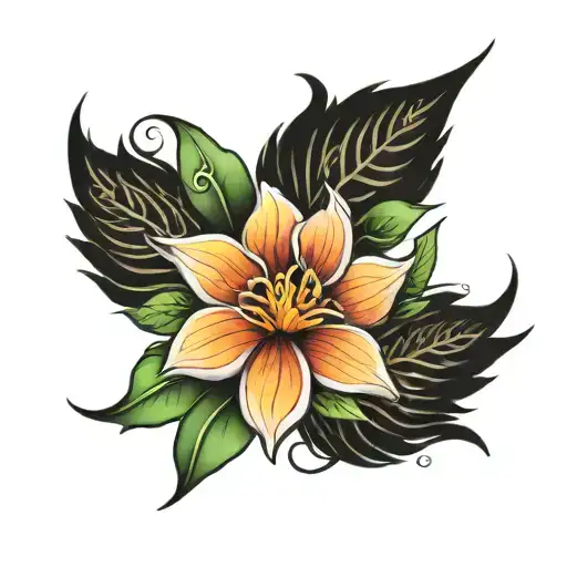 taiwanese tribal floral tattoo design idea