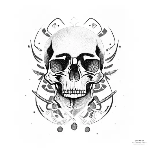 skull with native american tattoo design idea