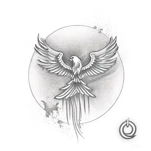 Phoenix with semicolon eyes tattoo design idea