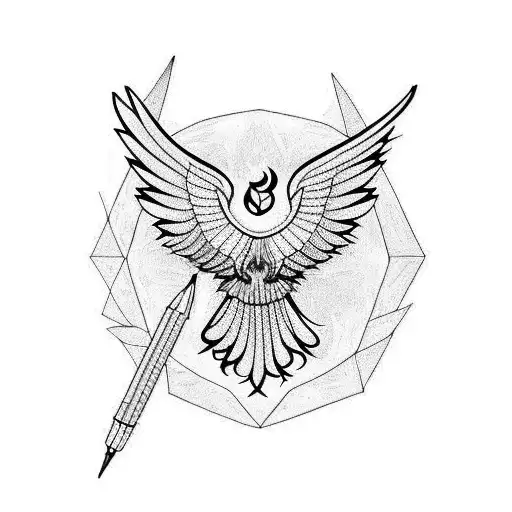 Phoenix with semicolon eyes tattoo design idea