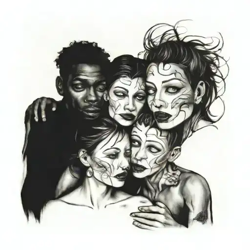 mother and 3 son tattoo design idea
